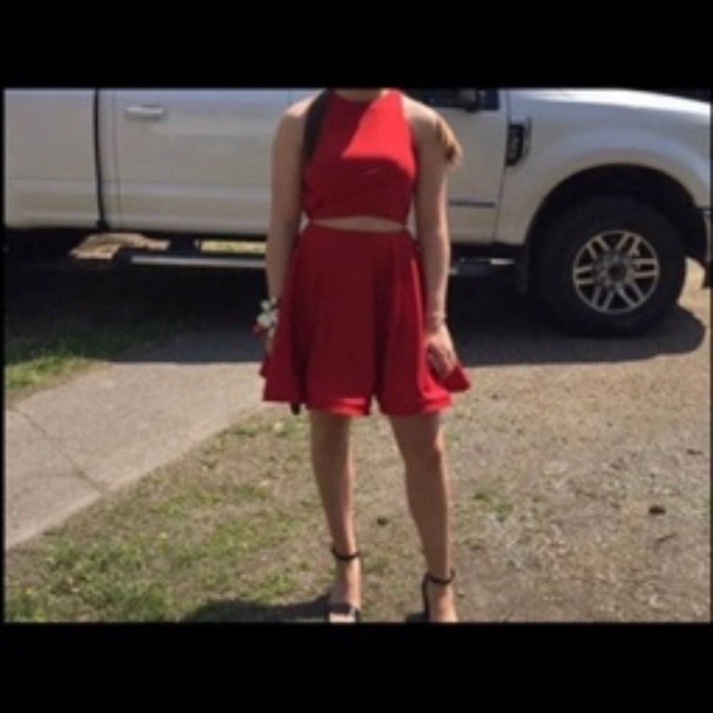 2 piece red dress